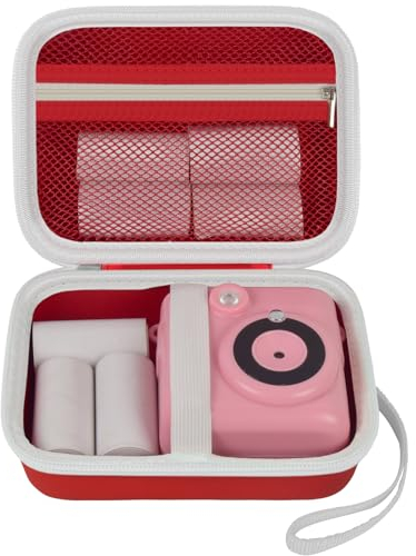 casmilee Kinderkamera Tasche, Sofortbildkameras Schutzhülle für VTech KidiZoom Print Cam/für Gofunly/für HiMont/für ASTGMI/für GREENKINDER/für CalineGam Digital Kamera, für Druckpapier -Nur Hülle-Rot