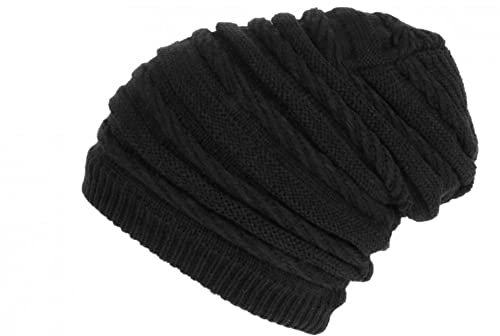 Lange Mütze, schwarz, Rasta, Wolle, Fleecefutter, Fashion Wack – Einheitsgröße – Schwarz