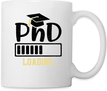 DesignsByJnk5 Tasse Unisex Schule | PhD Loading Kaffeetasse Abschluss Spruch | Doktor lustige Sprüche Keramik Tasse Geschenkidee Schule