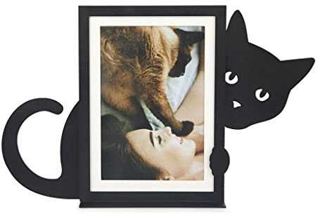 Balvi Portafoto Hidden Cat Colore Nero Design a Forma di Gatto per Amanti degli Animali Metallo 10x15