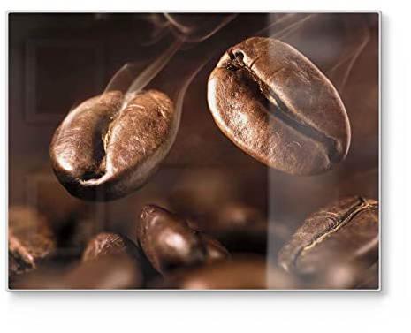 DEQORI Schneidebrett aus Glas | groß 40x30 cm | Motiv Duftende Kaffeebohnen | Design Schneideplatte für Küche | Frühstücksbrett antibakteriell & rutschfest | Glasplatte & Servierplatte