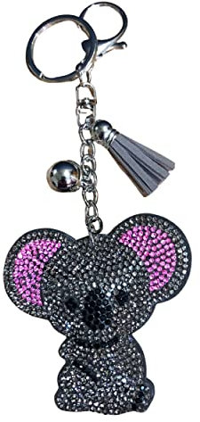Popfizzy Porte-clés en strass pour femmes et filles, breloque de sac à dos, breloques de sac à dos, porte-clés mignon, Koala (argent), taille unique