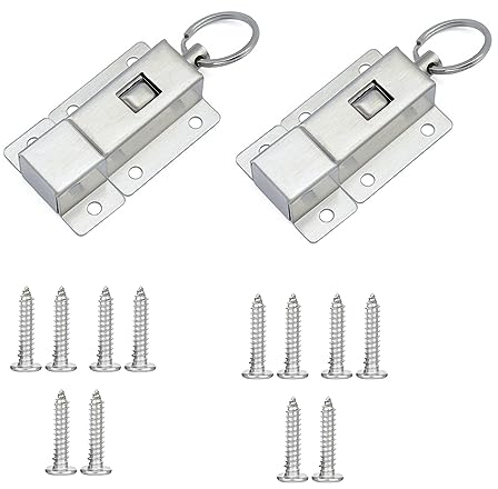 Trsnzul Loquets de Porte Automatique 2 Pièces Verrou Porte à Rebond avec Vis Boulons à Ressort Serrure Porte Coulissante Verrou de Porte Serrure Porte Coulissante Verrou de Porte Coulissante