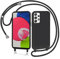 AOMYKE Funda para Samsung Galaxy A52s / Samsung Galaxy A52 4G 5G con Cuerda, Silicona Líquida Carcasa con Cordón Correa Colgante Ajustable Collar Correa Teléfono Case Cover, Negro