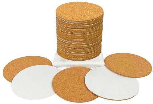 Hosawtek 40 Stück, 8,9 cm Durchmesser, 2 mm dick, selbstklebende Korkrückseite für Heimwerker, handgefertigte Feiertags-Decoupages als Schutz für Untersetzer oder Untersetzer
