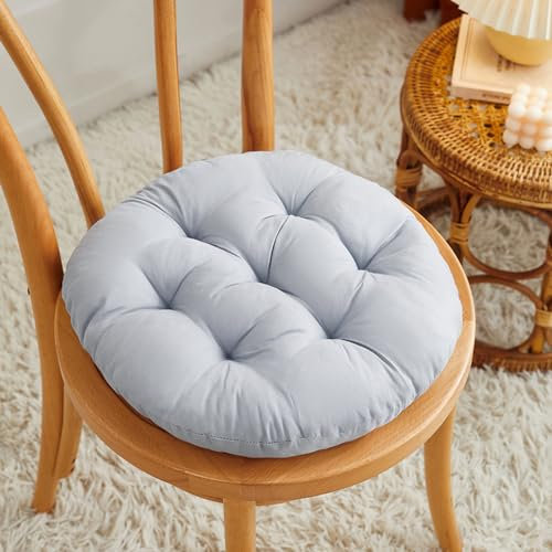 DOTBUY-SHOP Cojines Sillas Jardin Pack 4 Cojines Redondos Cojines de Asiento para Sillas de Terraza Cocina Patio Balcón Salón, 40x40cm para Decoración Interior o Exterior (40cm/15.7’’,Gris)