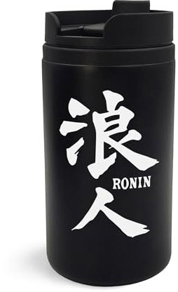 Japan Kanji Ronin Samurai Shinobi Engraved Art Travel Mug Cup Insulated