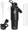 ZAKVOP Thermobecher 1.2L, Trinkbecher mit Strohhalmen und Zwei Deckeln, Thermosflasche mit Paracord-Griff, Trinkflasche Edelstahl Isolierbecher für Becherhalter, Termokaffeebecher to Go Tumbler