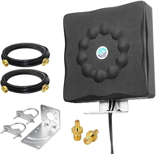Maswell 5G LTE Antenne Outdoor, 2X2 MIMO 600–8000 MHz, SMA & TS9, WiFi 6E Mobile 5G NR 4G+ LTE-A omnidirektionale für Router, Wohnmobil, Camping, LMR195-äquivalentes Kabel, bis zu 7,5 dBi(Master001-2)