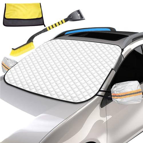 Frontscheibenabdeckung für Nissan Juke 2020, Magnetische Faltbare Auto Scheibenabdeckung Windschutzscheibe Gegen Schnee EIS Frost Staub Sonne,157×126cm-yellow