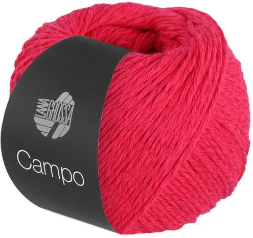 LANA GROSSA Campo | Feines, mehrfach verzwirntes Baumwoll-Mischgarn mit Struktur | Handstrickgarn aus 65% Baumwolle & 25% Viskose & 10% Leinen | 50g Wolle zum Stricken & Häkeln | 165m Garn FB 17