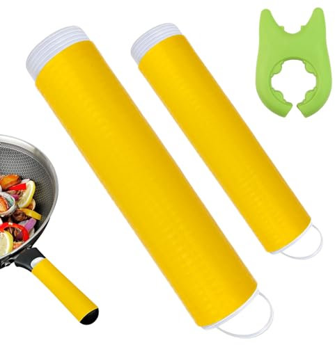 FOWSRHRG Cast Iron Skillets Handle Cover Set - Spoon Pot Pan Holder Pot Handle Heat Insulation Silicon Covers Hot Saucepan Handle Holder Anti-Scald Handle Protectors for Stainless Steel Pan(Yellow)
