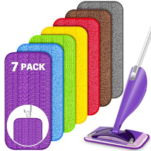 7 PACK Reusable Mop Pads for Flash Powermop, Microfiber Pads Refills Machine Washable Up to 100+ Times Wet Dry Use for Floor Cleaning Suitable for All Floor Types