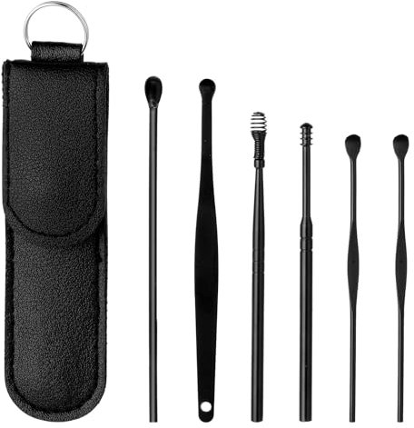 6 Stück Ohrenreiniger, Ohrenschmalz Entferner Edelstahl Ohrenschmalz Entfernungs Set Tragbar Ohr Reinigung Ear Cleaner Ear Removal Ohrreiniger für Erwachsene Jugendliche Kinder