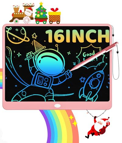 ORSEN Kids Toys 16 Inch LCD Writing Tablet, Reusable Drawing Pad for Kids, Learning Doodle Board for Christmas Birthday Gift for Girls, Travel Toys for 3-8 Year Old Boys Girls Toddler (Pink)