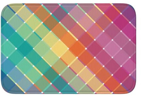 InOmak Bunte Regenbogen Multicolor Plaid Streifen,Soft Saummatte Fußmatte Badematte rutschfeste Bodenmatte saugfähige Badezimmerunterlage 40x60 cm