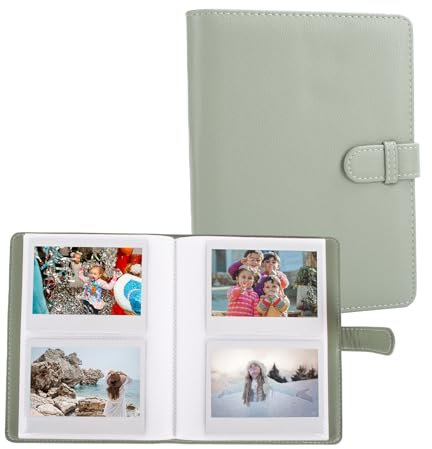 MUZIRI KINOKOO 80 Taschen Fotoalbum für Instax Wide EVO/Wide 400/Wide 300/Wide 210 Kamera, PU Leder album für 5-Zoll-Filme, Lychee Textur Horizontal Style Collection Souvenir Album Book - Grün