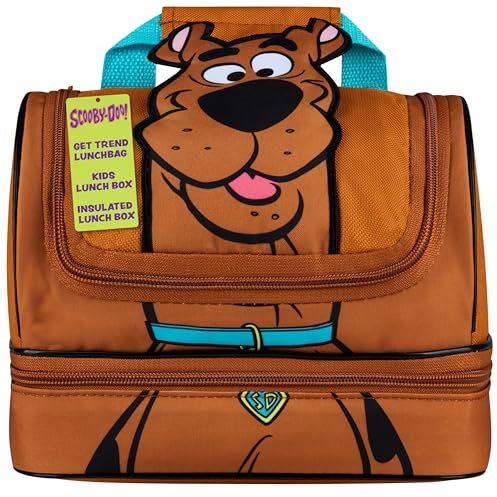 GGet Trend Scooby Doo Borsa Porta Pranzo Bambini Adolescenti Adulti Isolato Porta Pranzo con Scomparti Porta Merenda per Picnic Lavoro Scolastico (Marrone Scooby Doo)