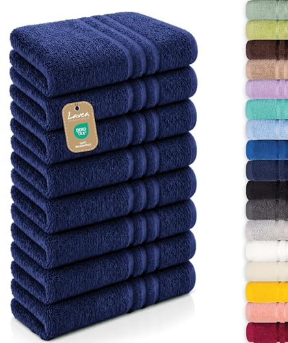 Lavea® 8er Set Handtücher 50x100 cm - Navy | Elena Frottiererie, 100% Baumwolle, Saugstark & Weich, Handtücher Set, Waschbar, Gäste Handtücher, Frottierhandtuch