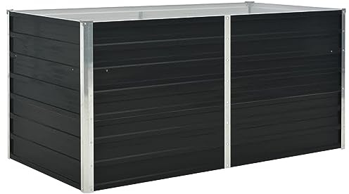 Festnight Hochbeet Metall Anthrazit 160x80x77 cm Hochbeete für Garten Balkon Terrasse Kräuterbeet Gemüsebeet Verzinkter Stahl Hochbeet Groß