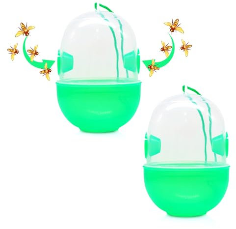 SEABABOO Wespenfalle 2Er Set Ø8.5X12CM Insektenfalle Bienenfalle Wiederverwendbar Wespenfänger Kunststoff Hornetenfalle Lebendfalle Wespen Aufhängen für Außenbereich