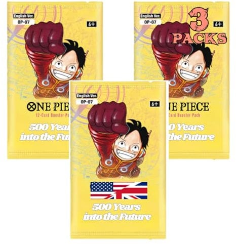 Boosterpacks 3 Stück SetPack für One Piece Card Game OP-07 500 Years in The Future Booster mit 12 Karten pro Pack ENGLISCH Version Sammelkarten 3 x Boosterpack