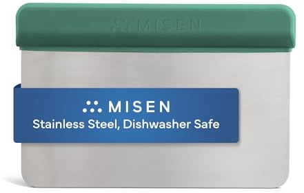 Misen Stainless Steel Bench Scraper - Versatile Food Scraper with Walnut Handle - Ideal for Kitchen, Pastry & Dough - Durable Cutting Board Scraper Tool - Effortless Transfer into Pots & Pans - Green