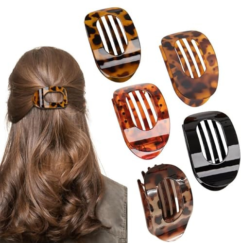 Noaxylic 5 Piezas Grande Pinzas Plana Pinza de Pelo para el Pelo para Mujer | Clips Antideslizantes para Hair, 10 x 6 cm Pinzas Francesas para el Hair, para Mujeres, Niñas, para Cabello Grueso, Fino