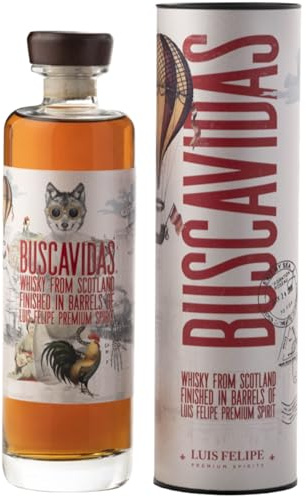 Buscavidas - Whisky Premium Luis Felipe | Afinado en barricas de roble americano | 40% Vol | Sello exclusivo de autor | Whisky escocés importado | Sabor intenso y redondo | Botella 70 cl