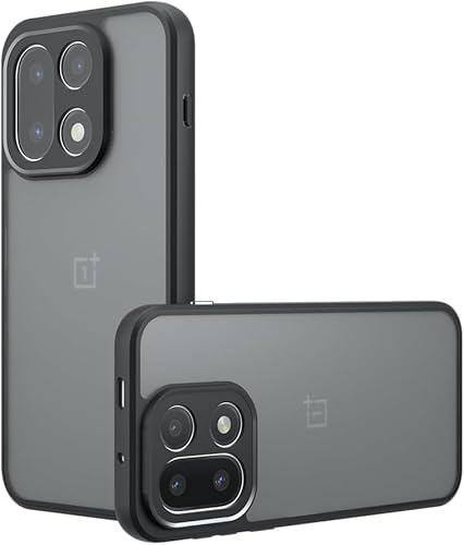 Lemxiee Cover for OnePlus 15 Case by Anti-fingerprint Anti-drop Anti-slip Flexible Silicone + Hard Acrylic case Black