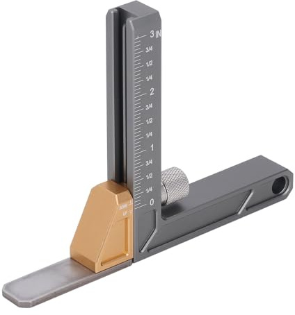 Hyuduo Höhenmesser, Verstellbares Höhen- und Tiefenmessgerät aus Aluminiumlegierung mit Klaren Zollskalen für die Höhenmessung von Holzbearbeitungsfräsern und den Schrankbau