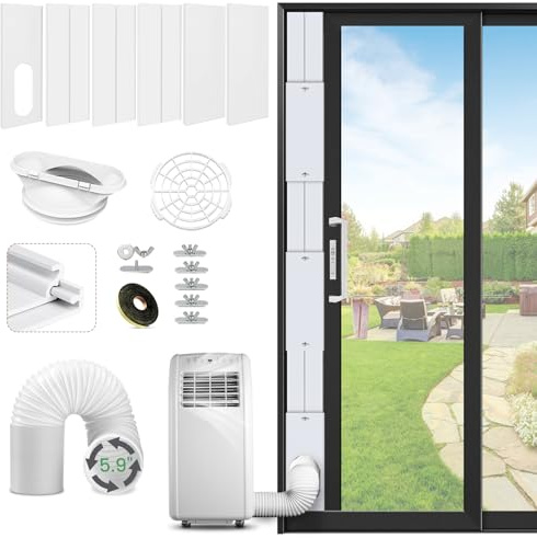Portable AC Window Vent Kit with Exhaust Hose - 5.9 Diameter 78 Long, Fits LG Whynter Haier 99% Portable Air Conditioners, Adjustable Seal 17-90 for Sliding Doors or Windows, Complete Kit Included
