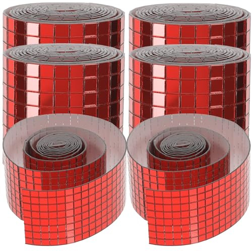 Zerodeko Carrelage Autocollants Mosaïque Verre Rouge 6 Rouleaux Auto-Adhésifs 4X100Cm Adaptés aux Surfaces Lisses la Cuisine Salle de Bain