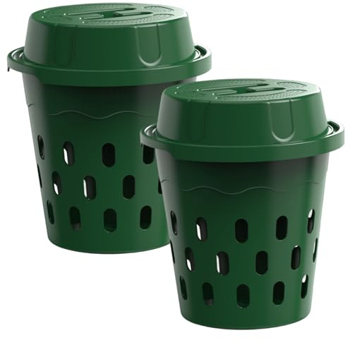 Nuiorfty Worm Compost Bin, 2-Pack Vermicomposting Bin with Aerating Holes for Efficient Outdoor & Indoor Composting, Green Plastic Garden Composter