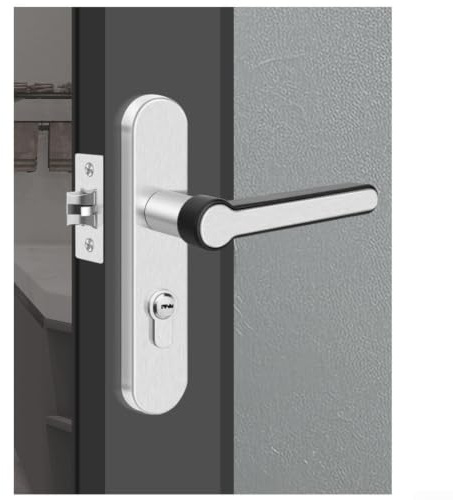 Modern Stainless Steel Privacy Door Lock For Bathroom Use No Key Needed Adjustable Mounting Holes Fits 110mm Or 125mm Setups Silent Operation Smooth Latch Action Rust Resistant Build(B)