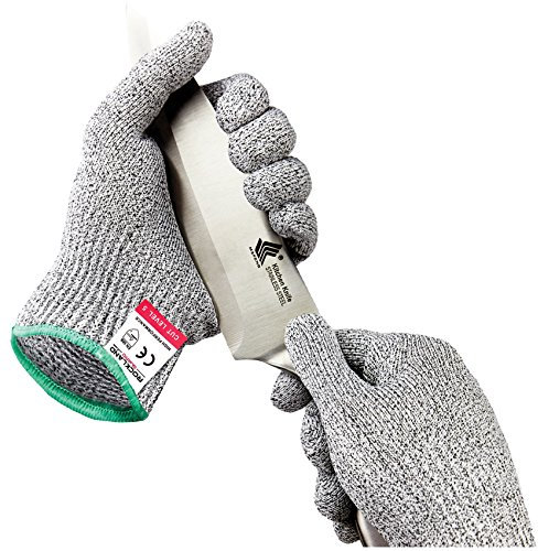Rockland Guard Cry & Cut Resistant Gloves - High Performance Level 5 Protection, Food Grade. Size Medium, Free Storage Bag Included!
