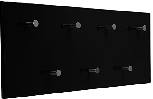 My-goodbuy24 Garderobe Wandgarderobe Hochglanz mit 7 Kleiderhaken Wandpaneel Flurgarderobe Garderobenpaneel Garderobenleiste MDF (schwarz hochglanz)