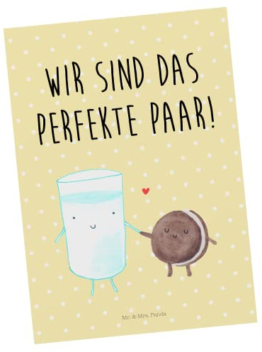 Mr. & Mrs. Panda Postkarte Milch Keks - Geschenk, Lustige Sprüche, Kekse, Fotokarte, bildkarte, Romantisch, Cookie, Kaffee, Ansichtskarten, Postkarten, Grußkarte