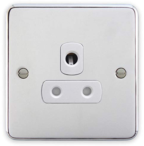 Deta 1928CHW Unswitched Socket Outlet - 5 Amp (Polished Chrome/White Insert)