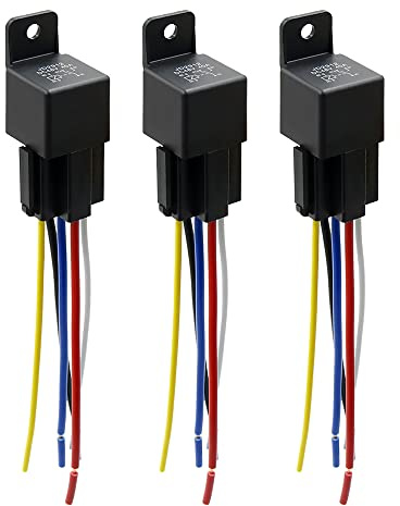 sourcing map 3 Stücke DC 48V 40A SPDT Kfz-Relais 5 Pin Kabelbaumbuchse | 5-Adrig, Messingkontakte, Ideal Für Autoradio, Alarmanlage, Nebelscheinwerfer, Beleuchtung