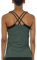 icyzone Damen 2 in 1 Sport Yoga Tops mit BH - Gym Shirts Fitness Trainings Tank Top (XL, Rauchiges Grün)