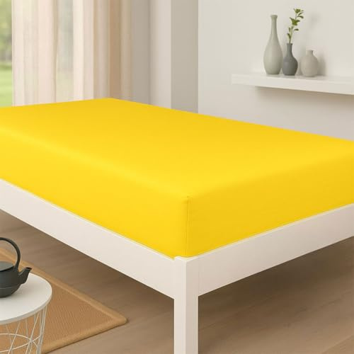 G BETTWARENSHOP Jersey Spannbetttuch wasserdicht 2in1 • Bettlaken und Matratzenschutz in einem 180x200-200x200 cm, mais