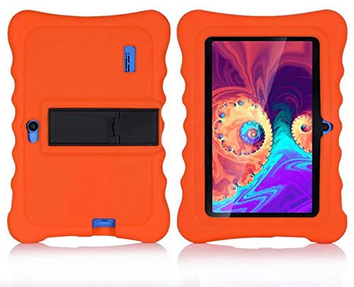 AKNICI Coque Housse Étui pour Haehne 7/LAMZIEN 7/Dragon Touch 7/JEJA 7/Pritom 7/YUNTAB Q88H Q88 7/JINYJIA 7 Pouces Tablette Tactile, Coque Étui en Silicone avec Réglable Support, Orange