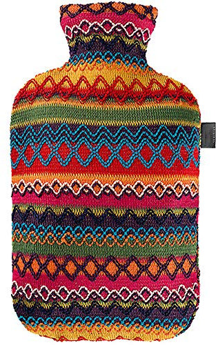 Full sprint Fashy Hot Water Bottle with Cover Peru-Design Pink-Brown 2 L