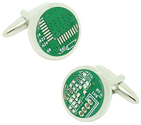 MasGemelos - Manschettenknöpfe Runde Computer-Mikrochip-Manschettenknöpfe
