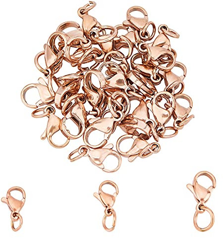 UNICRAFTALE 30pcs 3 Sizes 9-12mm Rose Gold Lobster Claw Clasps Stainless Steel Clasps Fastener Hook End Chain Clasp Necklace Bracelet Jewellery Lobster Clasps for Jewellery Making