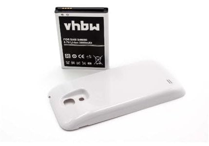 vhbw batteria compatibile con Samsung Galaxy S4 Mini Duos, S4 Mini LTE smartphone cellulare (3800mAh, 3,8V, Li-Ion) + copribatteria (bianco)