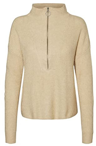 Noisy may Damen Nmnewalice L/S High Neck Knit Noos Pullover, Irish Cream, M EU