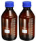 PATIKIL 1000mL Reagent Media Bottle, 2Pcs Round Graduated Glass Storage Bottle Blue Screw Cap for Lab Home, Amber
