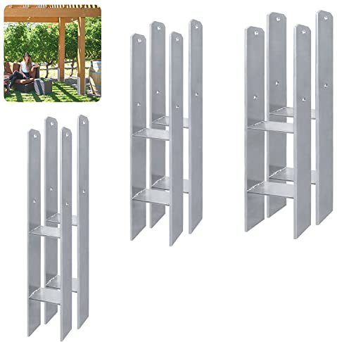 HENGMEI 6 x H-Anker Pfostenträger Ausführung Bodenhülse Pfostenanker, Materialstärke 5mm, 81x600mm